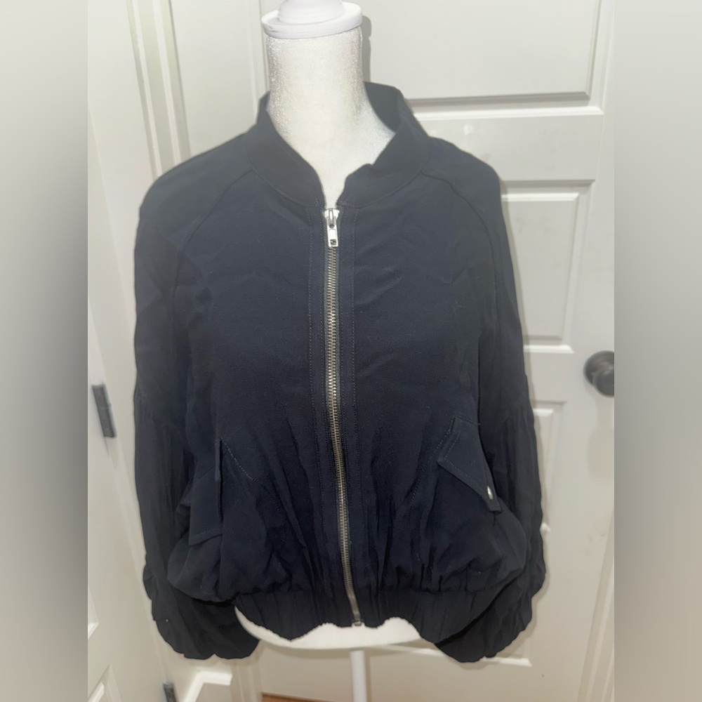 Free People. On Pointe Bomber Jacket. Black. Size Medium. - Picture 5 of 10